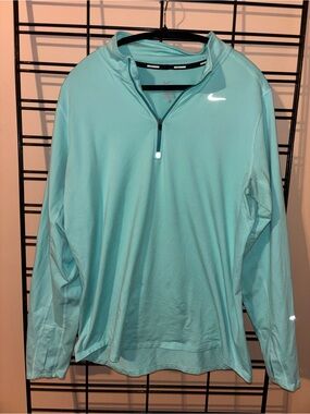 Nike Womens Light Aqua Long-Sleeve Quarter-Zip Rash Guard